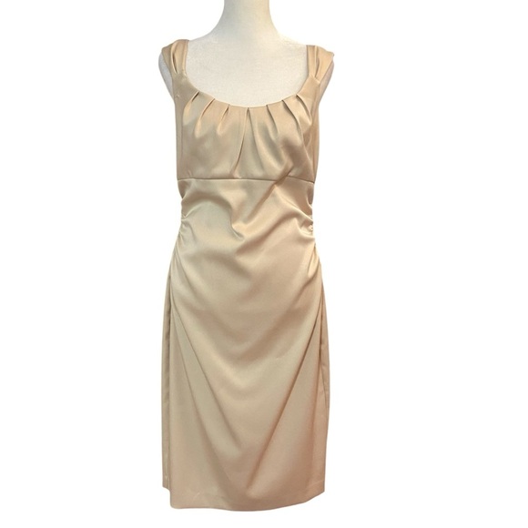 Maggie London Sleeveless Sheath Dress Size 8 Muted Gold Empire Bust Cocktail - Picture 9 of 9